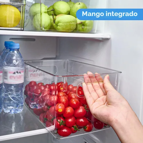 Miniatura 5 de JollyPack Paquete de 4 cubos de almacenamiento de plástico transparente, organizadores de despensa y almacenamiento con asas, contenedores