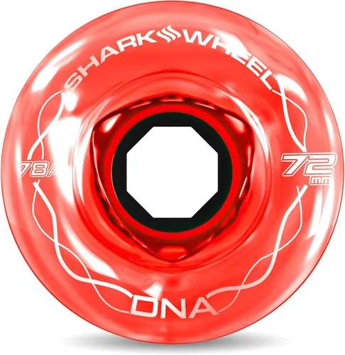 Miniatura 2 de Ruedas Shark Wheel de 72 mm para longboard de crucero, fórmula DNA, juego de 4 ruedas Rojo transparente