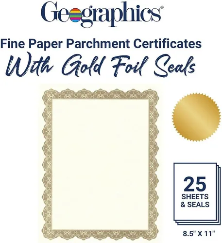 Miniatura 4 de Geographics Optima Gold - Papel de certificado de premio en blanco con sellos de lámina dorada, 8.5 x 11 pulgadas, sello de 1.75 pulgadas