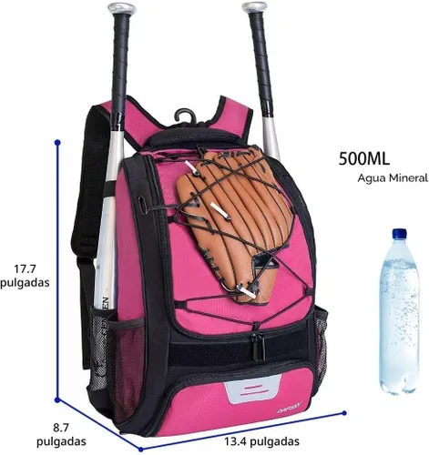 Miniatura 2 de DAFISKY, Mochila para Bolsón de Béisbol y Sóftbol - Mochila para Equipo de Bate de Béisbol, Sóftbol y Bola T para Jóvenes y Adultos con Soportes Rosa