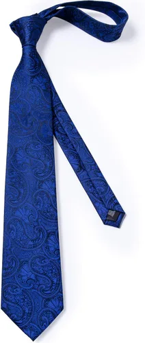 Miniatura 4 de DiBanGu Conjunto de pañuelo y gemelos de seda con corbata y pañuelo de bolsillo para hombre