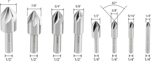 Miniatura 2 de Accusize Industrial Tools Avellanador de la máquina de 60 grados 6 de la flauta H.SS, 8 PC, tierra de la precisión, 0206-0010 60 Grados 6 Flauta