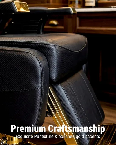 Miniatura 8 de Silla de peluquería resistente para peluquería 360° Swivel 135° Recline 550 LBS Adjustable Headrest Hydraulic Pu Leather Ideal for