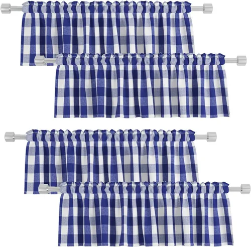 Miniatura 12 de 4 cenefas de cuadros de búfalo para ventanas de sala de estar, 16 pulgadas de largo, diseño clásico a cuadros a cuadros para dormitorio, baño