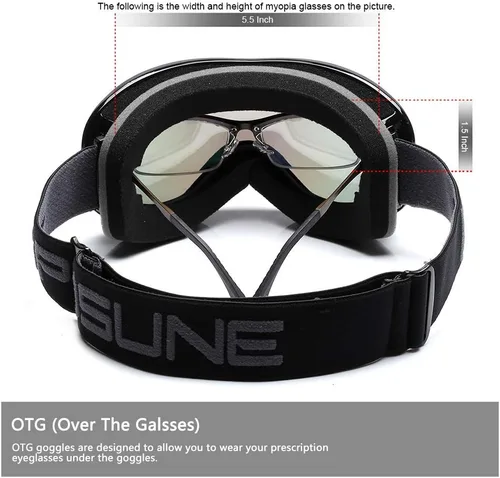 Miniatura 4 de SPOSUNE Gafas de Esquí Sobre Gafas con Lente Doble, Gafas de Nieve Anti-empañamiento Anti-UV para Hombres Mujeres Jóvenes Esquí Moto de Nieve Marco