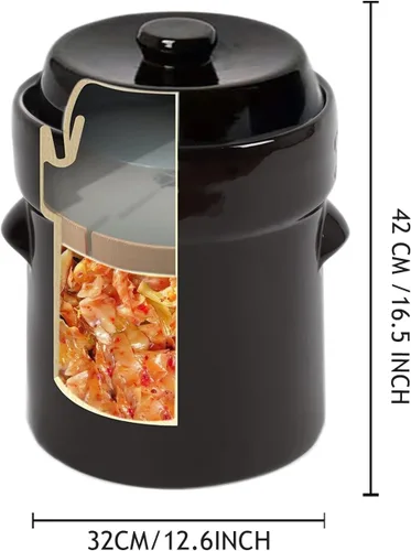 Miniatura 4 de Fermentation Crock Jar 10 litros/2.6 galones – Olla de gres para fermentación, decapado de kimchi, encurtidos, verduras, kombucha – fermentador