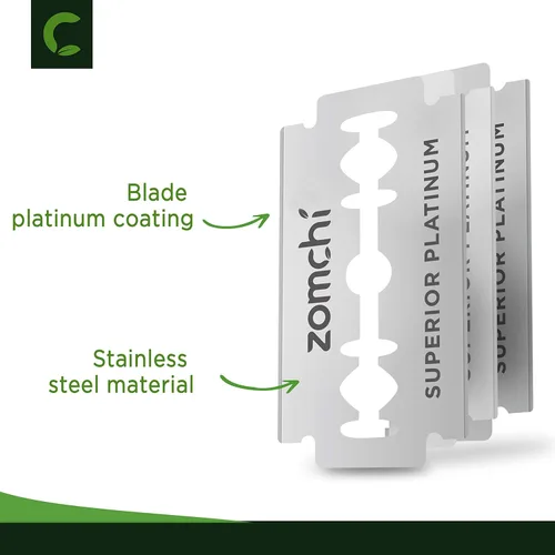 Miniatura 2 de Cuchillas de afeitar de doble filo, 50 cuchillas de afeitar de seguridad para afeitar, cuchillas de afeitar de acero inoxidable platino para hombres