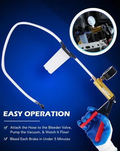 Miniatura 3 de Orion Motor Tech Kit de purga de frenos con bomba de vacío manual y adaptadores, kit de purga de frenos para líquido de frenos y líquido de Gris