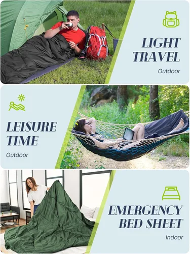 Miniatura 7 de Bessport Saco de dormir ligero, saco de dormir ultraligero para mochileros, resistente al agua durante 3 estaciones, para adultos y niños, al aire