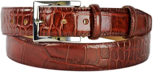 Miniatura 5 de Cinturón de cuero italiano con patrón de cocodrilo para hombre