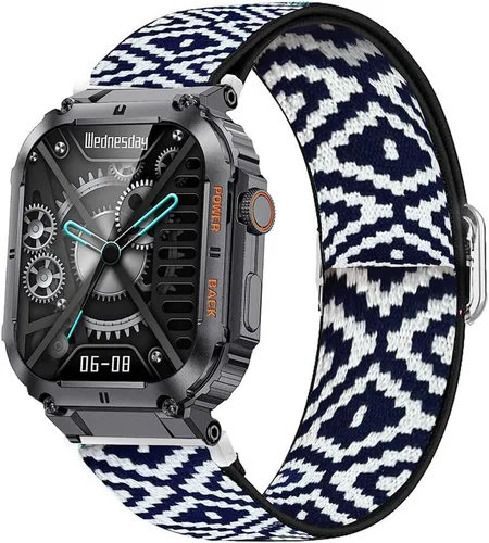 Miniatura 9 de Lamshaw Correa de reloj de 0.866 pulgadas, correa de repuesto ajustable de nailon elástico elástico compatible con reloj inteligente KACLUT/EIGIIS