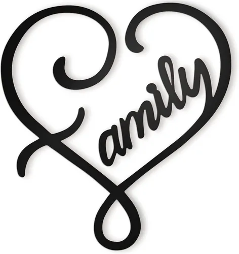 Vivegate Letrero de pared de metal con diseño de corazón infinito y familia pequeña de 12.5 x 11.5 pulgadas, color negro, para decoración de pared