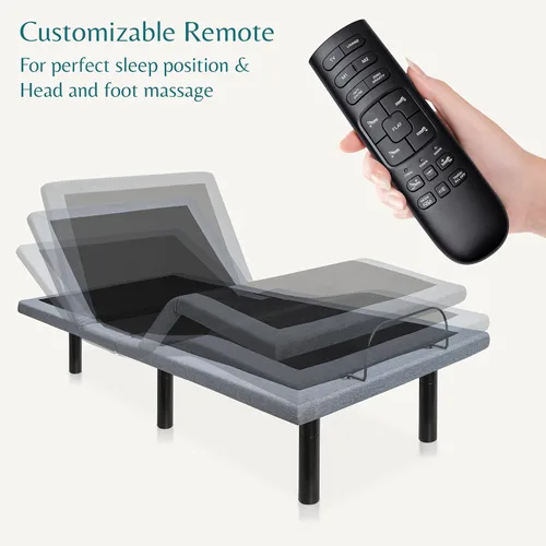 Miniatura 3 de Hedva Base de cama ajustable con motores de masaje, 4 puertos USB, luz LED, montaje en 5 minutos, múltiples posiciones preestablecidas para máxima