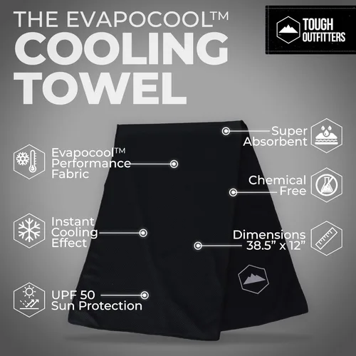 Miniatura 4 de Toalla de Enfriamiento Tough Outdoors - Toallas de Enfriamiento para Cuello y Cara - Envoltura de Hielo y Paño de Sudor para Camping, Gimnasio, Yoga
