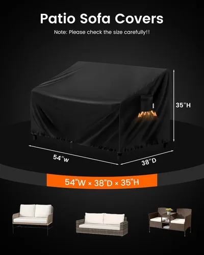 Miniatura 7 de FORSPARK Funda para sofá de patio, impermeable, resistente a los rayos UV, protector para sofá biplaza de 2 asientos, tela Oxford resistente a Sofá