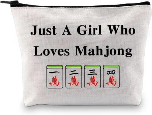 JXGZSO Lucky Mahjong Tiles Bag - Just A Lady Who Loves Mahjong Bolsa de almacenamiento para juegos de mesa