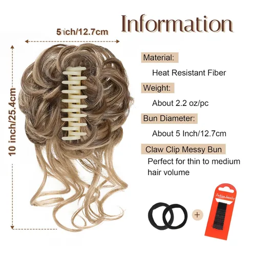 Miniatura 2 de Extensiones de moño grandes y desordenadas para mujer, onduladas, rizadas, extensiones de moño falso, extensiones de cola de caballo para recoger