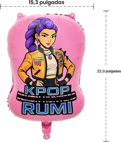 Miniatura 4 de 7 piezas de globos de aluminio de chicas Kpop, personajes Rumi, Mira, Zoey, cantantes pop de foil de aluminio para suministros de decoración
