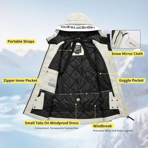 Miniatura 5 de Chaqueta de Esquí Abrigo de Snowboard Nieve Invierno Impermeable Aislada Resistente al Viento Holgada Cálida con Capucha para Hombres Mujeres