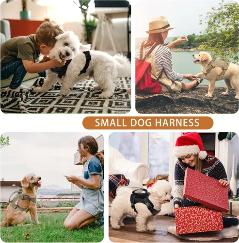 Miniatura 3 de Annchwool Arnés táctico para perros pequeños con asa, chaleco de servicio militar y correa para entrenamiento al aire libre, caminar, senderismo