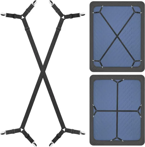 ZHOUBIN Clips de tirantes para sábanas, correas de cama para cama individual, matrimonial, Queen, King – Mantiene las sábanas en su lugar,