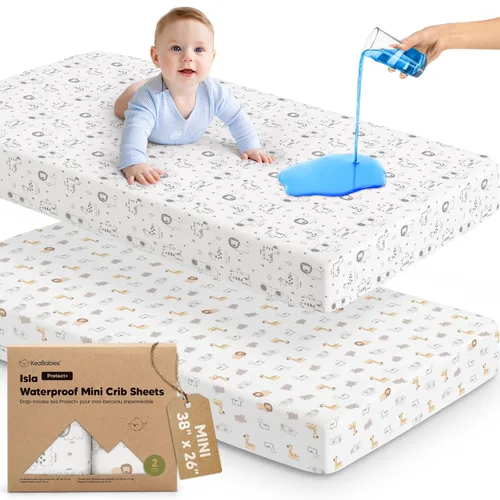 Miniatura 36 de Sábanas ajustadas para Pack and Play - Paquete de 2 sábanas mini para cuna para Pack N Play, colchón 38x26, ropa de cama suave y acogedora