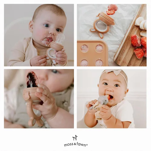 Miniatura 7 de Moss and Fawn Alimentador de Exploración – Paleta de leche materna congelada de silicona calmante y juguete de dentición de alimentos para bebés