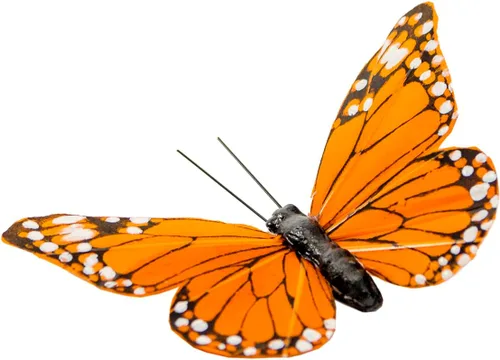 Miniatura 2 de YCHTEWY - Decoración de mariposa monarca, juego de 12 decoraciones de mariposa de plumas con clip, 3.75", naranja..