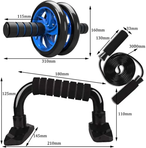Miniatura 6 de BESPORTBLE Kit de equipo de gimnasio en casa, barra de empuje para abdominales, cuerda de saltar, banda de tracción, almohadilla de rodilla