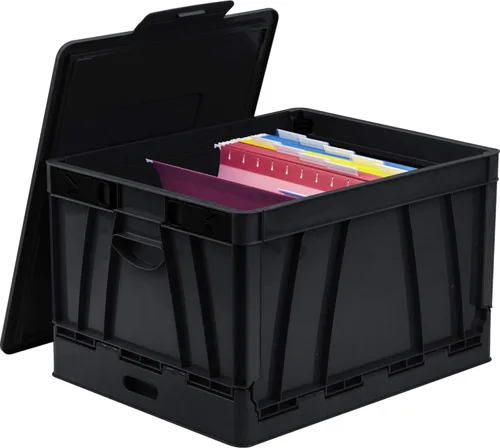 Miniatura 3 de Storex Caja plegable con tapa, 17.25 x 14.25 x 10.5 pulgadas, negro, caja de 4 (STX61809U04C)