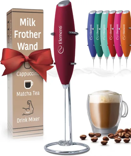 Miniatura 10 de Elementi Espumador de leche eléctrico de mano - Crea café cremoso, delicioso matcha y bebidas perfectas - Batidor compacto y mezclador con soporte