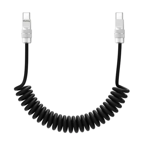 Miniatura 17 de chubbycable Curly Chubby - Cable de carga rápida USB C en espiral de 240 W, cable de carga retráctil trenzado duradero para automóvil compatible