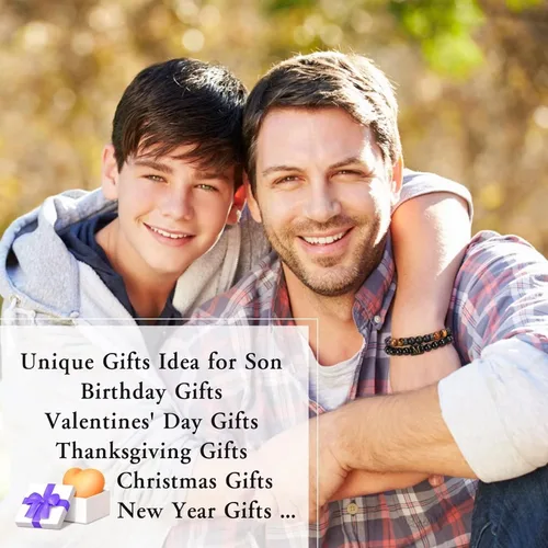 Miniatura 3 de STORUP Regalos para mi hijo de mamá papá, 2 pulseras de cuentas de obsidiana con inicial de ojo de tigre y ágata negra, regalos de cumpleaños, Día