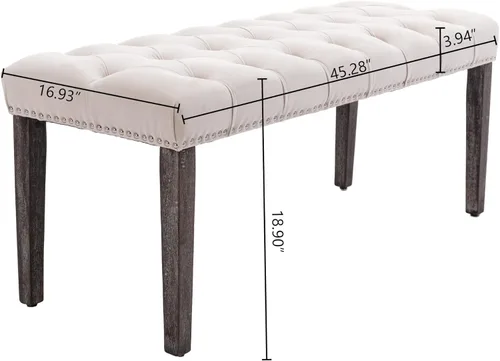 Miniatura 3 de KCC Banco otomano tapizado con botones, bancos tapizados de terciopelo para dormitorio, reposapiés, banco decorativo para entrada, comedor, sala