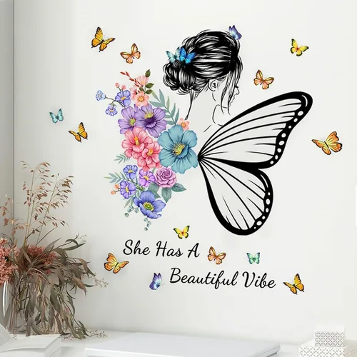 Miniatura 8 de Arawat Calcomanías de pared de pestañas para dormitorio, citas de ojos de reina, murales para decoración de sala de estar, calcomanías de decoración
