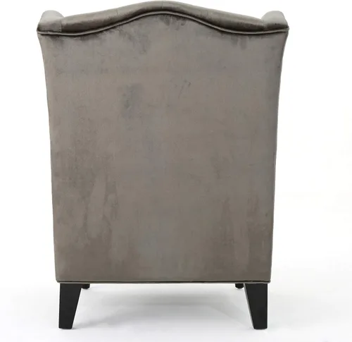 Miniatura 8 de Sillón decorativo de respaldo alto, forrado de tela, de Clarice, Terciopelo Gris