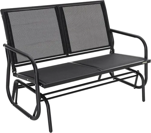 NUU GARDEN Banco planeador para 2 personas para exteriores, silla de columpio para patio con marco de acero recubierto de polvo y tela de asiento