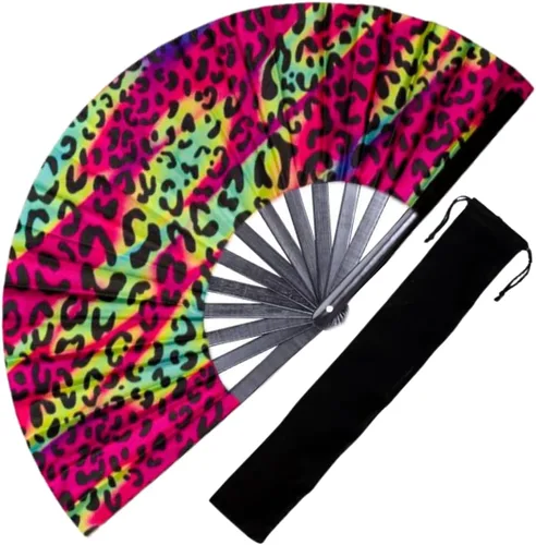 Ventilador de mano decorativo para rave, grandes abanicos plegables para festivales, Drag Queen y Burlesque, bonitos accesorios holográficos para