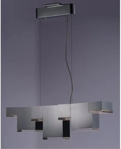 Miniatura 5 de ET2 E24466-160PC Pizzazz LED Geométrico Rectangular Cubo Cristalino Acrílico Lineal Lámpara de techo colgante, 7 luces 50.4 vatios totales, 9