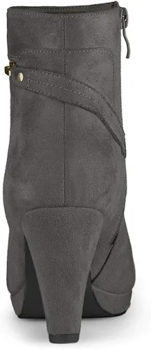 Miniatura 4 de Allegra K Botas de tacón medio de tobillo con punta redonda para mujer