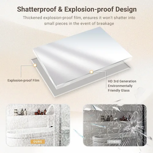 Miniatura 8 de Espejo de baño plateado, espejo rectangular biselado de 22 x 30 pulgadas, espejo de tocador con marco de metal plateado antioxidante Cepillo Plata