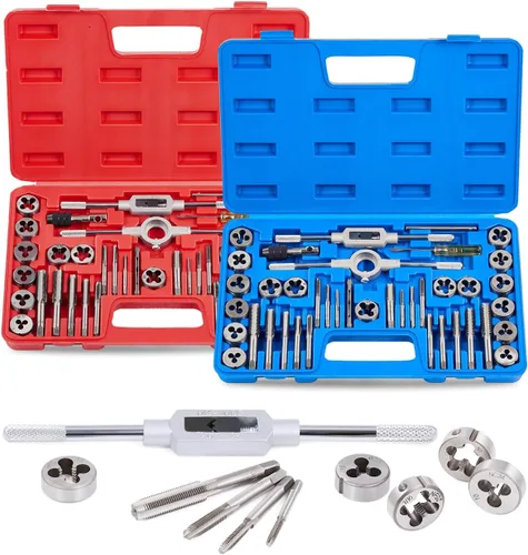 Miniatura 11 de Orion Motor Tech Juego de 60 piezas de tarrajas y machuelos de tamaños métricos y estándar incluidos Kit de tarrajas y machuelos métrico y SAE