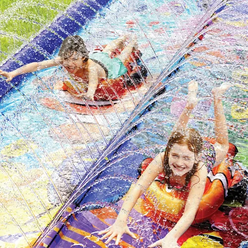 Miniatura 4 de Undersea Water Dual Slip and Slide - 18 pies x 5 pies deslizante con almohadilla de salpicaduras y rociador, tobogán acuático con tablas inflables