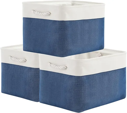 Miniatura 105 de TheWarmHome Contenedores de almacenamiento para estantes, tamaño mediano, 3 unidades, 13.8 pulgadas de largo x 9.8 pulgadas de ancho x 6.7 pulgadas