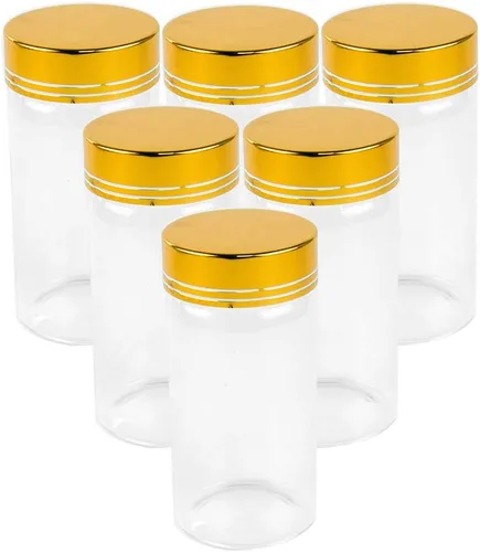 Miniatura 14 de Botella de vidrio transparente de 5.1 fl oz con tapa de aluminio plateado, 6 unidades, adecuada para recepción de cocina, azafrán, té, Plata