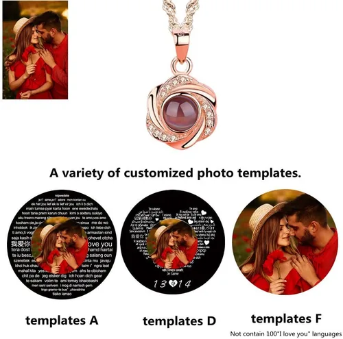 Miniatura 2 de a266XDKSJK Collar con foto personalizado con texto en inglés "I Love You" en 100 idiomas, personaliza el nombre de tu amante en el collar