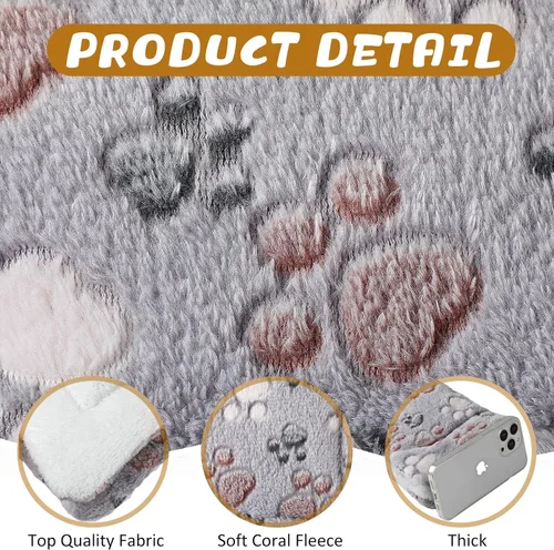 Miniatura 3 de Tuanse Paquete de 4 Tapetes de Cama Ultra Suaves para Perros y Gatos con Lindos Estampados, Almohadilla Reversible de Vellón para Jaula/Perrera