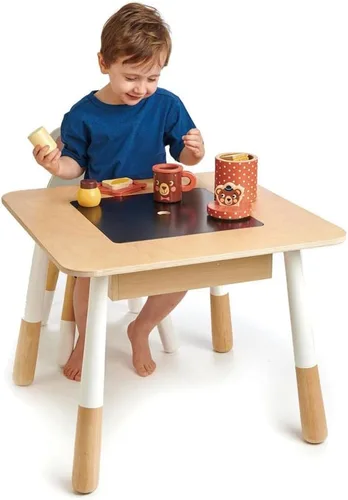 Tender Leaf Toys - Colecciones de mesas y sillas del bosque - Adorable mesa y sillas de juego artístico para niños - Fabricado con materiales de