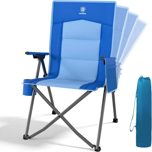 Miniatura 11 de EVER ADVANCED Sillas de campamento reclinables para adultos, ligeras, silla reclinable plegable con respaldo ajustable, sillas de salón de 4 Negro