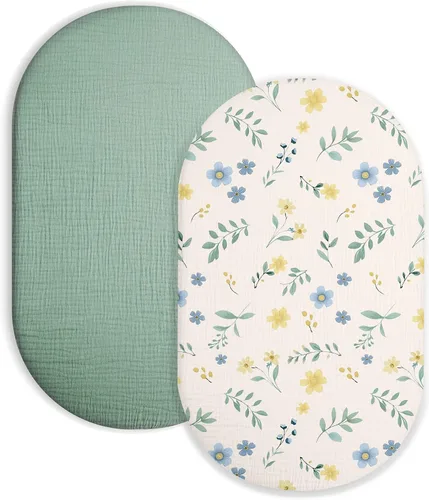 Miniatura 25 de Sábana de moisés para bebé niño y niña, sábanas ajustadas para colchón de moisés rectangular, ovalado, de reloj de arena, sábanas de cesta de Moisés